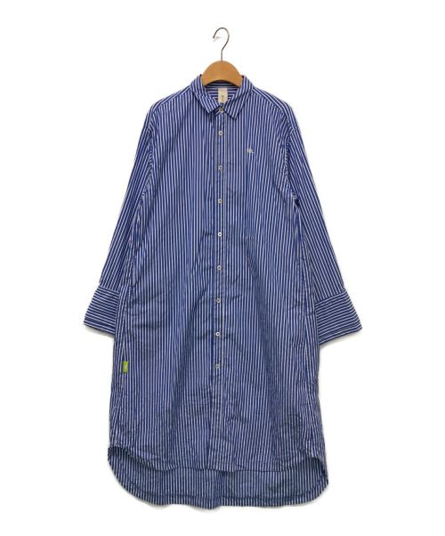 MASSLESS（マスレス）massless (マスレス) Highcount Cotton Stripe Shirt ブルー サイズ:1の古着・服飾アイテム