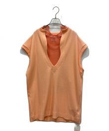 Ameri VINTAGE（アメリヴィンテージ）の古着「MESH LAYERED WAFFLE TUNIC TOP メッシュ レイヤード ワッフル チュニック トップ」｜ピンク