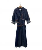 Ameriアメリ）の古着「ROLL UP SLEEVE PLEATS TRENCH COAT」｜インディゴ