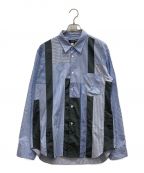 COMME des GARCONS HOMME DEUXコムデギャルソン オム ドゥ）の古着「パッチワークシャツ　ストライプ　クレイジーパターン　DB-B052」｜ライトブルー
