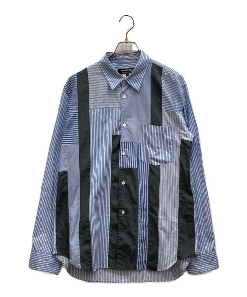 COMME des GARCONS HOMME DEUX（コムデギャルソン オム ドゥ）COMME des GARCONS HOMME DEUX (コムデギャルソン オム ドゥ) パッチワークシャツ　ストライプ　クレイジーパターン　DB-B052 ライトブルー サイズ:Mの古着・服飾アイテム