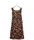 HER LIP TOハーリップトゥ）の古着「Floral Pleated Satin Cami Dress」｜ブラウン