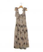 HER LIP TOハーリップトゥ）の古着「Sunflower-Printed Midi Dress」｜ベージュ