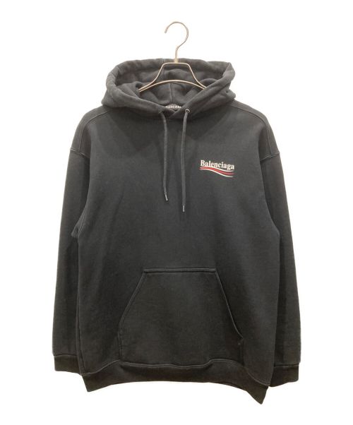 BALENCIAGA（バレンシアガ）BALENCIAGA (バレンシアガ) MEDIUM FIT HOODIE キャンペーンロゴフーディ　600583 ブラック サイズ:XSの古着・服飾アイテム