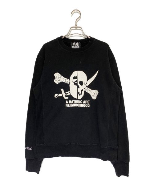 A BATHING APE（アベイシングエイプ）A BATHING APE (アベイシングエイプ) NEIGHBORHOOD (ネイバーフッド) プリントクルーネックスウェット ブラック サイズ:Lの古着・服飾アイテム