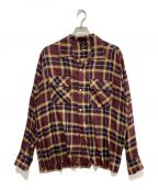 Needlesニードルズ）の古着「Cut-Off Bottom Classic Shirt/EJ159」｜ボルドー×イエロー