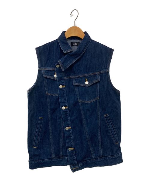 soduk（スドーク）soduk (スドーク) overlap denim vest インディゴ サイズ:Fの古着・服飾アイテム