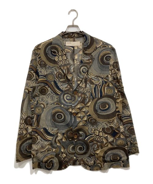 naissance（ネサーンス）NAISSANCE (ネサーンス) PRINT JACKET グレー×ブラウン サイズ:Mの古着・服飾アイテム