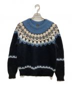 BATONERバトナ―）の古着「MOHAIR NORDIC CREW NECK/モヘア ノルディック クルーネック セーター ニット」｜ブラック