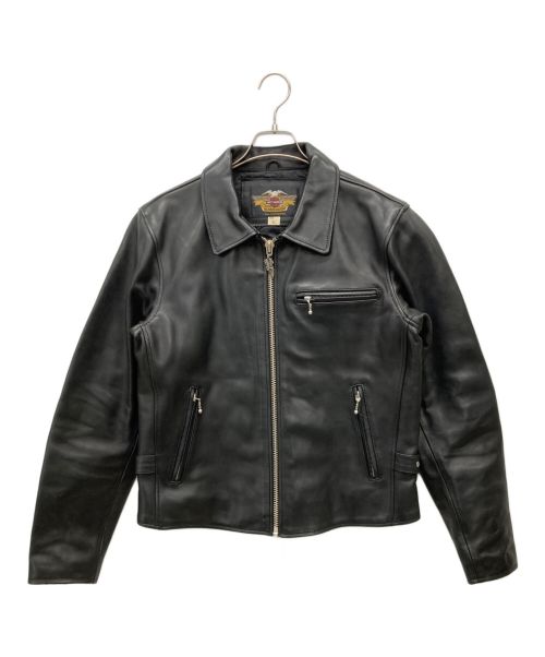 HARLEY-DAVIDSON（ハーレーダビッドソン）HARLEY-DAVIDSON (ハーレーダビッドソン) レザーシングルライダースジャケット ブラック サイズ:SIZE Lの古着・服飾アイテム