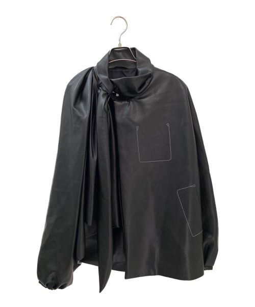 Maison Margiela（メゾンマルジェラ）Maison Margiela (メゾンマルジェラ) Faux Leather Pussy Bow Jacket ブラック サイズ:38の古着・服飾アイテム