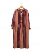 sara mallikaサラマリカ）の古着「Cotton Stripe Back Ribbon Kaftan Dress」｜ピンク