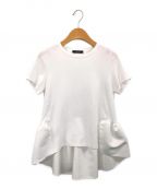YOKO CHANヨーコチャン）の古着「バックヘムフリル切替クルーネック半袖シャツ」｜ホワイト