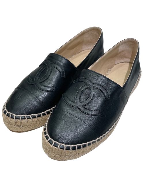 CHANEL（シャネル）CHANEL (シャネル) Coco Mark Espadrille Shoes ブラック サイズ:36の古着・服飾アイテム