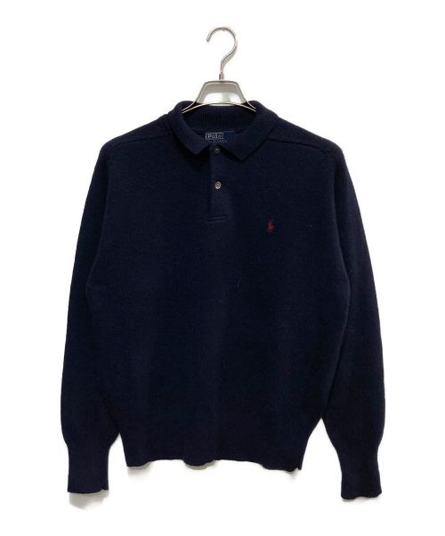 POLO RALPH LAUREN（ポロ・ラルフローレン）POLO RALPH LAUREN (ポロ・ラルフローレン) ハーフボタンニット ネイビー サイズ:Lの古着・服飾アイテム