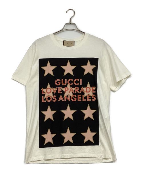 GUCCI（グッチ）GUCCI (グッチ) GUCCI LOVE PARADE PRINT T-shirt ホワイト×ブラック サイズ:Mの古着・服飾アイテム