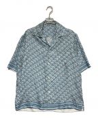 DIOR HOMMEディオール オム）の古着「オブリーク ピクセル シルクツイル ハワイアンシャツ」｜ブルー×ホワイト