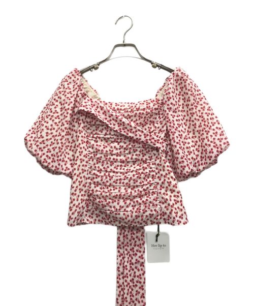 HER LIP TO（ハーリップトゥ）Her lip to (ハーリップトゥ) Garden Floral-print Ribbon Blouse レッド サイズ:M 未使用品の古着・服飾アイテム