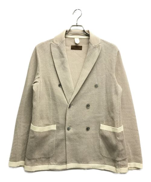 TOMORROW LAND tricot（トゥモローランド トリコ）TOMORROW LAND tricot (トゥモローランド トリコ) ポリエステルペーパー ダブルブレスト6Bニットジャケット ベージュ サイズ:Mの古着・服飾アイテム