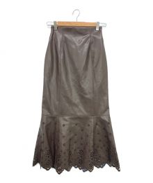 HER LIP TO（ハーリップトゥ）の古着「Vegan Leather-Punched LaceSkirt」｜エスプレッソ