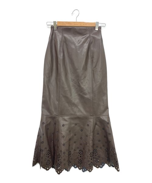 HER LIP TO（ハーリップトゥ）HER LIP TO (ハーリップトゥ) Vegan Leather-Punched LaceSkirt エスプレッソ サイズ:Sの古着・服飾アイテム