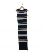 HER LIP TOハーリップトゥ）の古着「Cotton Striped Ribbed Knit Dress Black」｜ブラック