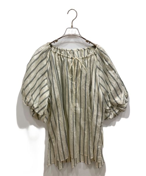 Uhr（ウーア）Uhr (ウーア) Striped Volume Sleeve Blouse アイボリー サイズ:free 未使用品の古着・服飾アイテム