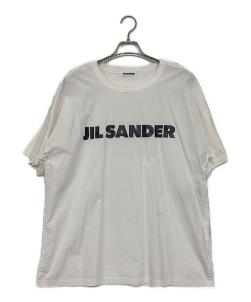 JIL SANDER（ジルサンダー）JIL SANDER (ジルサンダー) ロゴプリントカットオフTシャツ ホワイト サイズ:Lの古着・服飾アイテム