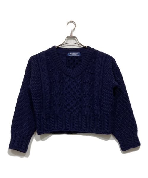 GUERNSEY WOOLLENS（ガンジーウーレンズ）GUERNSEY WOOLLENS (ガンジーウーレンズ) ショート丈ニット ネイビー サイズ:34の古着・服飾アイテム