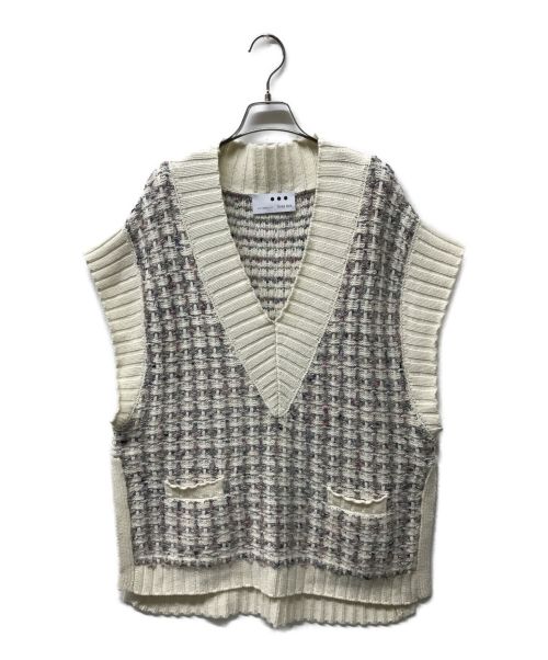 THREE DOTS（スリードッツ）THREE DOTS (スリードッツ) Color tweedy sweater loose vest アイボリー サイズ:SMALLの古着・服飾アイテム