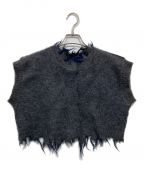 PERVERZEパーバーズ）の古着「Mohair & Wool Damaged Knit Vest」｜グレー×ネイビー