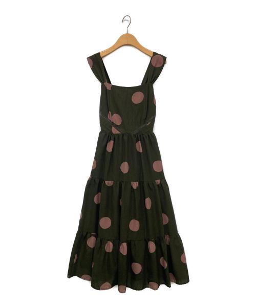 HER LIP TO（ハーリップトゥ）Her lip to (ハーリップトゥ) Polka Dot Open Back Dress グリーン サイズ:Sの古着・服飾アイテム