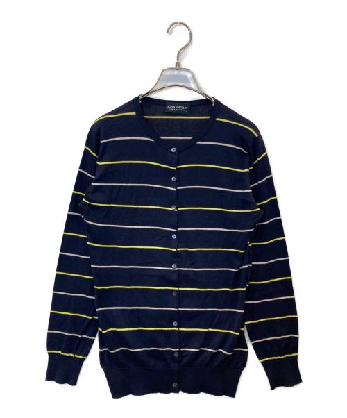 JOHN SMEDLEY（ジョンスメドレー）JOHN SMEDLEY (ジョンスメドレー) コットンボーダーカーディガン ネイビー サイズ:Mの古着・服飾アイテム