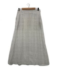 6(ROKU) BEAUTY&YOUTH（ロク ビューティーアンドユース）の古着「CUPRO COTTON SUKE CHECK SKIRT」｜ホワイト