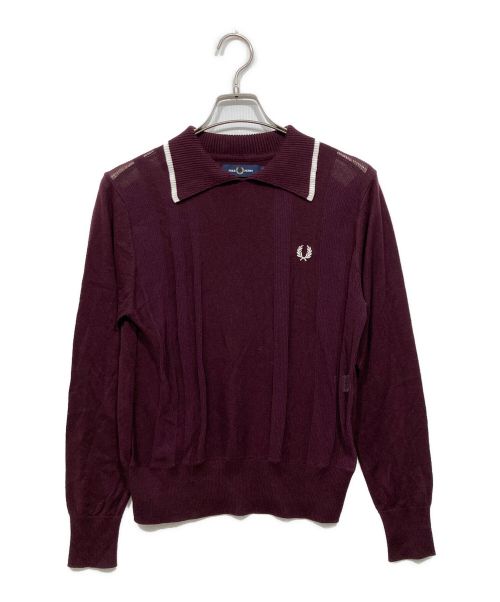 FRED PERRY（フレッドペリー）FRED PERRY (フレッドペリー) ロングスリーブニットポロシャツ パープル サイズ:36の古着・服飾アイテム