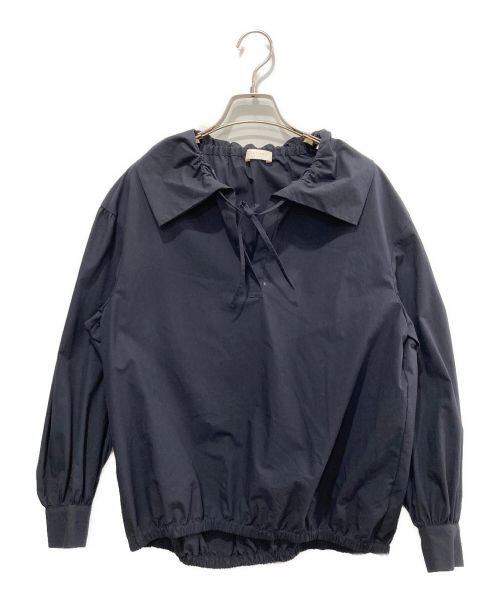 BALLSEY（ボールジィ）BALLSEY (ボールジィ) カバリングタイプライター ギャザーカラーブラウス ネイビー サイズ:36の古着・服飾アイテム