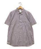 uniform experimentユニフォームエクスペリメント）の古着「S/S DRIPPING REGULAR COLLAR SHIRT」｜パープル×ホワイト