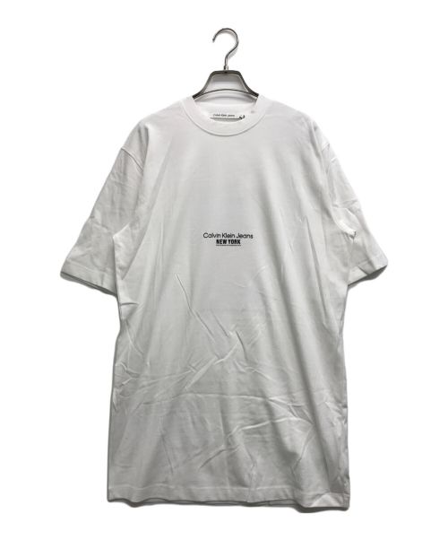 Calvin Klein Jeans（カルバンクラインジーンズ）Calvin Klein Jeans (カルバンクラインジーンズ) Tシャツワンピース ホワイト サイズ:XSの古着・服飾アイテム