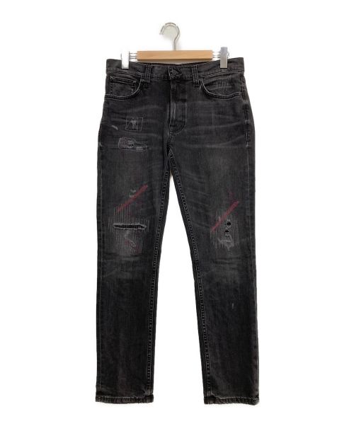 NUDIE JEANS（ヌーディー・ジーンズ）NUDIE JEANS (ヌーディー・ジーンズ) LEAN DEAN STITCH AND PAINT ブラック サイズ:78.5cｍの古着・服飾アイテム