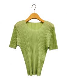 PLEATS PLEASE ISSEY MIYAKE（プリーツプリーズ イッセイミヤケ）の古着「ショートスリーブブラウス」｜ライトグリーン