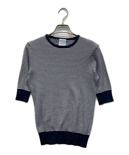 Le troyes（ルトロワ）le troyes (ルトロワ) ボーダークルーネックニット ネイビーの古着・服飾アイテム