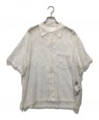 UNUSEDアンユーズド）の古着「Short-sleeve open collar gourd pattern mesh shirt」｜ホワイト