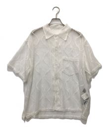 UNUSED（アンユーズド）の古着「Short-sleeve open collar gourd pattern mesh shirt」｜ホワイト