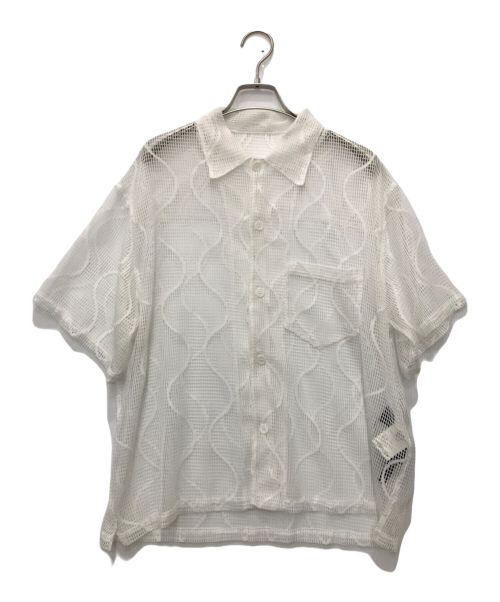 UNUSED（アンユーズド）UNUSED (アンユーズド) Short-sleeve open collar gourd pattern mesh shirt ホワイトの古着・服飾アイテム