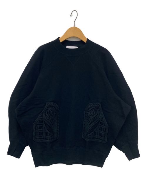 Mame Kurogouchi（マメクロゴウチ）mame kurogouchi (マメクロゴウチ) Oversized Embroidered Sweatshirt ブラック サイズ:1の古着・服飾アイテム