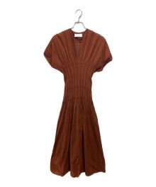 Mame Kurogouchi（マメクロゴウチ）の古着「Stripe Shirring Jacquard Dress」｜ブラウン