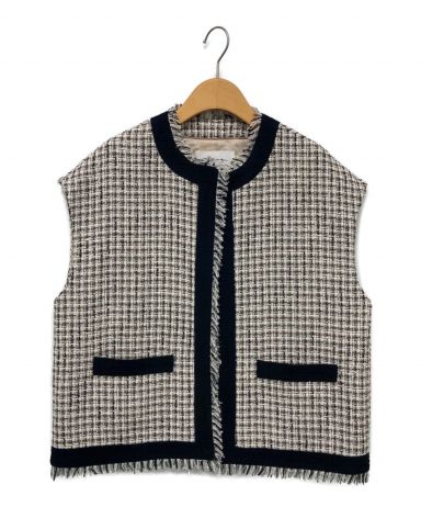 中古・古着通販】na.e (ナエ) Tweed Vest ホワイト×ブラック サイズ