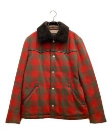 A.P.C.（アーペーセー）の古着「ムートンカラーウールブルゾン」｜レッド×グレー