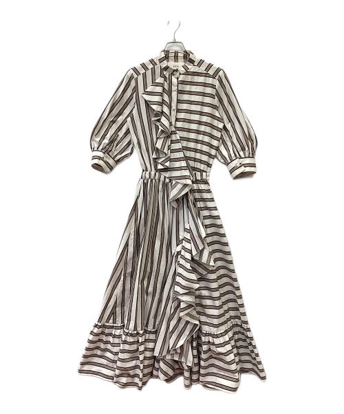 avie（アビィ）avie (アビィ) RAFFLE STRIPED DRESS ホワイト サイズ:38の古着・服飾アイテム