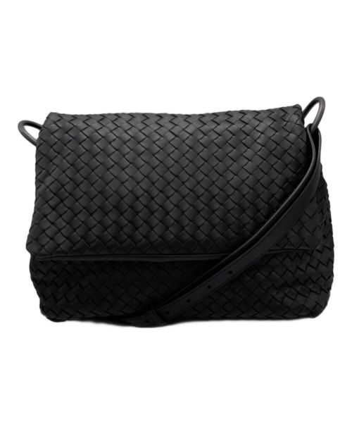 BOTTEGA VENETA（ボッテガベネタ）BOTTEGA VENETA (ボッテガベネタ) イントレチャートショルダーバッグ ブラックの古着・服飾アイテム